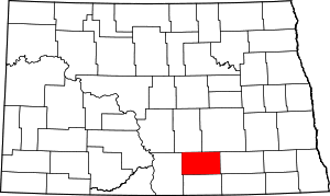 Map of North Dakota highlighting Logan County