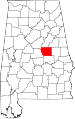 State map highlighting Coosa County