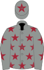 Grey, maroon stars, grey cap, maroon star