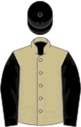 Beige, black sleeves and cap