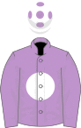 Mauve, white disc, white cap, mauve spots