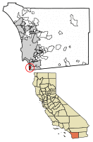 Location of Imperial Beach in San Diego County, California.
