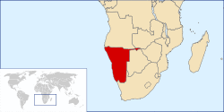 Location of South West Africa in Southern Africa