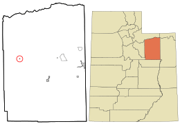 Location in Duchesne County and the state of Utah