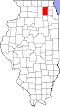 State map highlighting Kane County