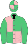Emerald green and pink (quartered), emerald green sleeves