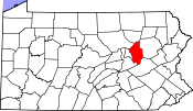 Map showing Columbia County in Pennsylvania