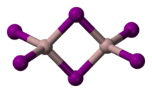 Ball and stick model of aluminium iodide dimer