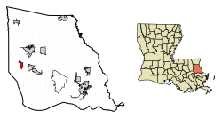 Location of Madisonville in St. Tammany Parish, Louisiana.