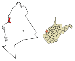 Location of Point Pleasant in Mason County, West Virginia.
