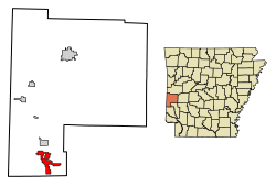 Location of Grannis in Polk County, Arkansas.
