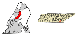 Location of Soddy-Daisy in Hamilton County, Tennessee