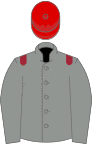 Grey, maroon epaulets, red cap