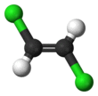 Ball-and-stick model of trans-1,2-dichloroethene