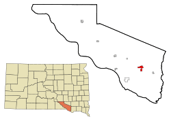 Location in Charles Mix County and the state of South Dakota