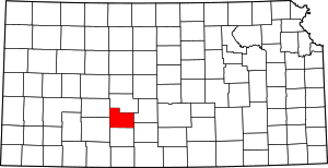 Map of Kansas highlighting Edwards County