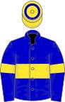 Blue, yellow hoop, yellow cap with blue hoop