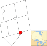 Location of Orangeville within Dufferin County