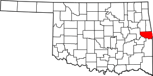 Map of Oklahoma highlighting Sequoyah County