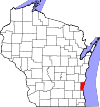 State map highlighting Ozaukee County