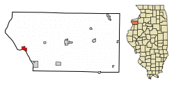 Location of New Boston in Mercer County, Illinois.