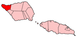 Map of Samoa showing Vaisigano district