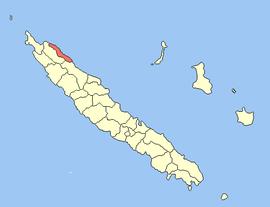 Location of the commune (in red) within New Caledonia
