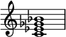  { \override Score.TimeSignature #'stencil = ##f \relative c' { \clef treble \time 4/4 <c es ges bes>1 } } 