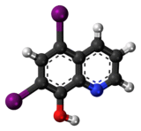 Ball-and-stick model of the diiodohydroxyquinoline molecule