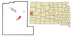 Location in Lawrence County and the state of South Dakota