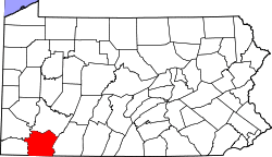 Location of Fayette County in Pennsylvania