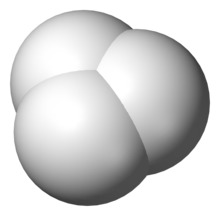 Space-filling model of the H+ 3 cation