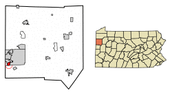 Location of Wheatland in Mercer County, Pennsylvania.