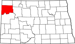 Map of North Dakota highlighting Williams County