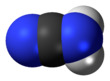 Space-filling model of the cyanamide molecule, nitrile tautomer