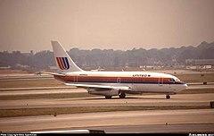 United Airlines Boeing 737-291 at Hartsfield-Jackson Airport, July 1986.jpg