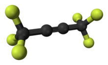 Ball-and-stick model of hexafluorobut-2-yne