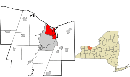 Location in Monroe County and the state of New York.