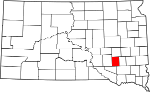 Map of South Dakota highlighting Davison County