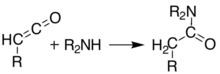 Addition reaction of an amine to a ketene, yielding amide