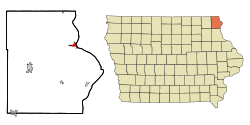 Location of Lansing, Iowa