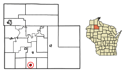 Location of Exeland in Sawyer County, Wisconsin.