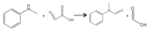 Reaction of n-methalaniline with glyoxylic acid