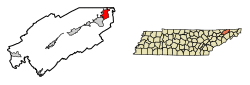 Location in Hawkins County, Tennessee