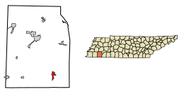 Location of Middleton in Hardeman County, Tennessee