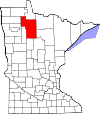 State map highlighting Beltrami County
