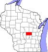 State map highlighting Waushara County