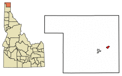 Location of Moyie Springs in Boundary County, Idaho.