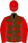 Brown, red stars, sleeves and cap