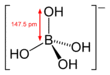 Stereo, skeletal formula of tetrahydroxyborate with a dimension